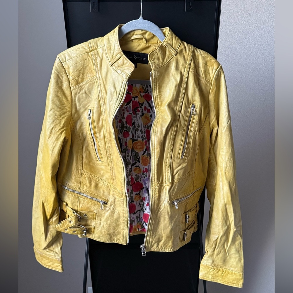 Velvet Heart Sunny Yellow Leather Jacket